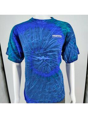Vintage 1990s Single Stitch Process Software Blue & Green Tie-Dye T-Shirt  (L)